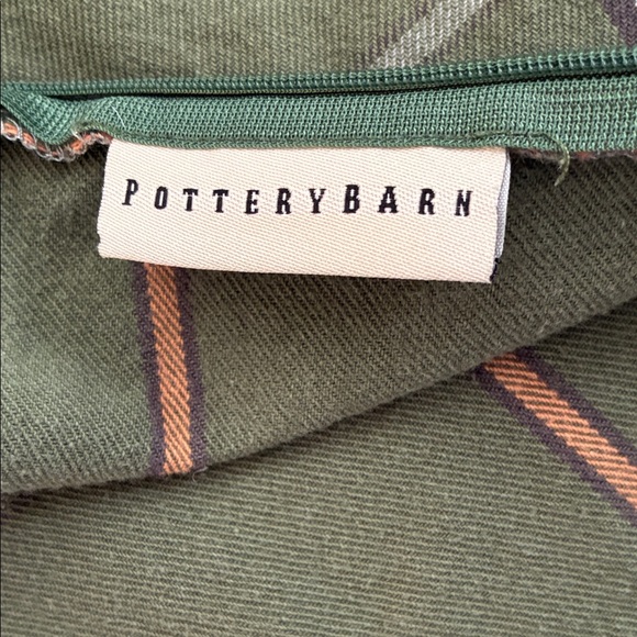 Pottery Barn Plaid Green Red Accent Pillow Slip Cover 22”x22” Flawed - Picture 6 of 8